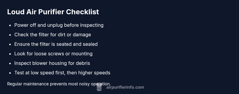 Checklist for troubleshooting loud air purifier noise