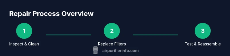 Infographic showing a 3-step repair process for an air purifier