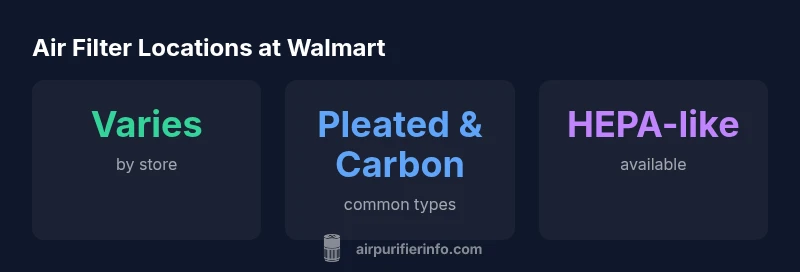 Infographic showing Walmart air filter locations and common types