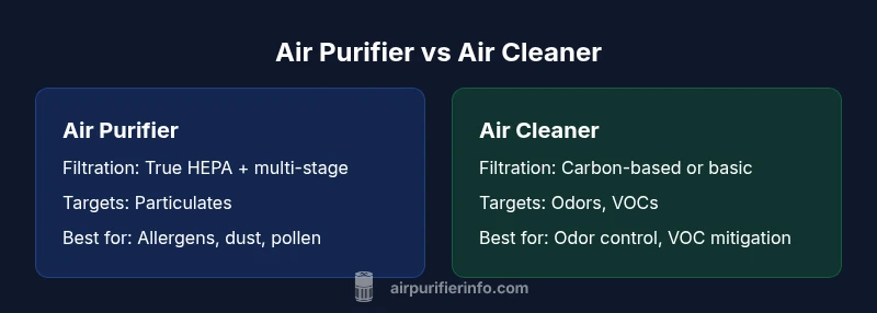 Infographic comparing air purifier and air cleaner features