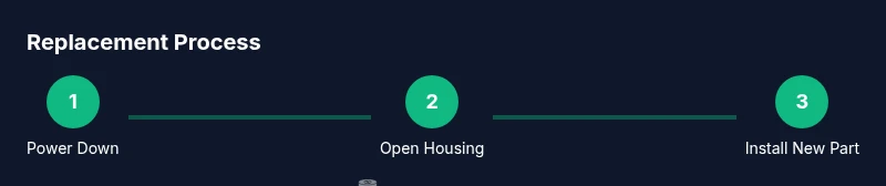 Process infographic showing three steps to replace Sub Zero air purifier component
