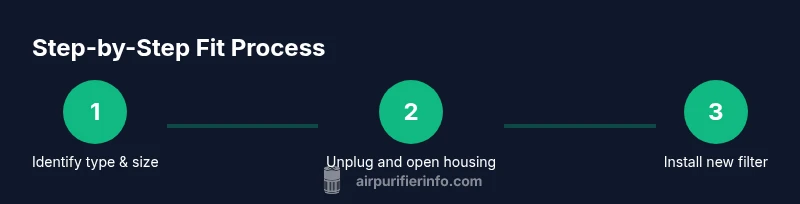 Process diagram showing steps to fit an air filter