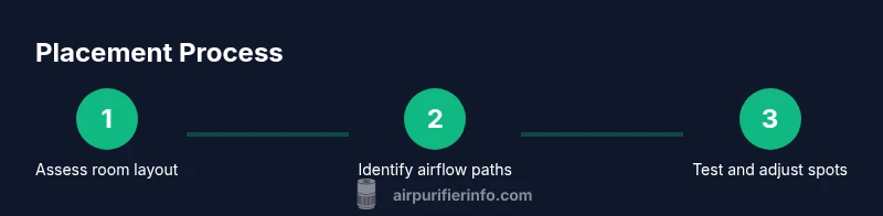 Infographic showing a 3-step process for placing an air purifier