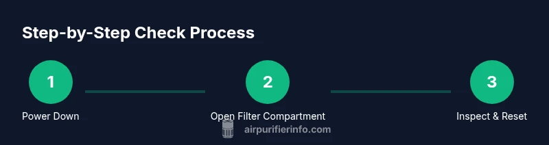 Process diagram showing a 3-step air purifier check