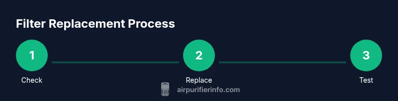 Process flow showing how to check and replace an air purifier filter