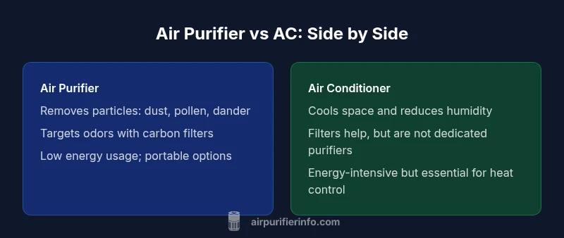 Infographic comparing air purifiers and air conditioners