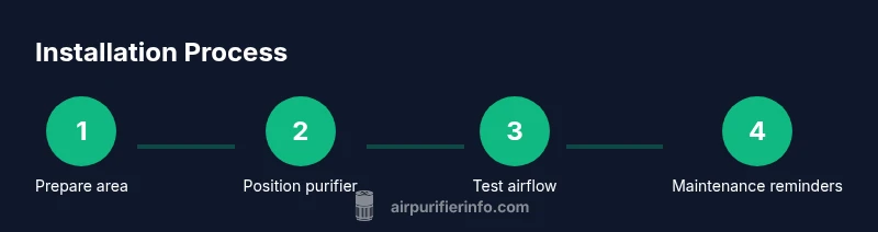 Process diagram showing steps to install an air purifier in a room