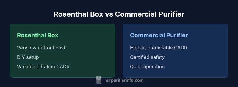 Infographic comparing Rosenthal Box and Commercial Air Purifier